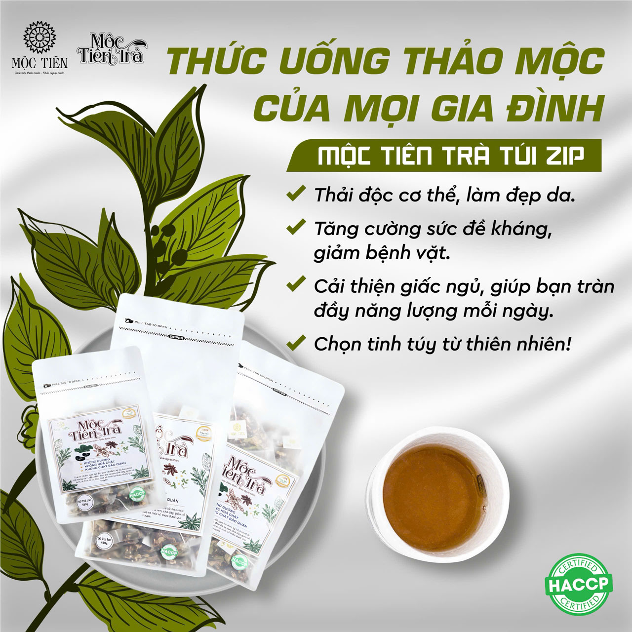 Mộc tiên trà Túi Zip